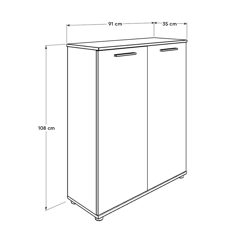 White shoe rack RANDY with double doors and six shelves, designed to hold up to 20 pairs of shoes, ideal for home or business use.